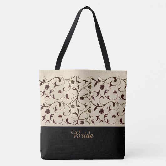 Bride Canvas tas Beige & Brown Scrolls (Voorkant)