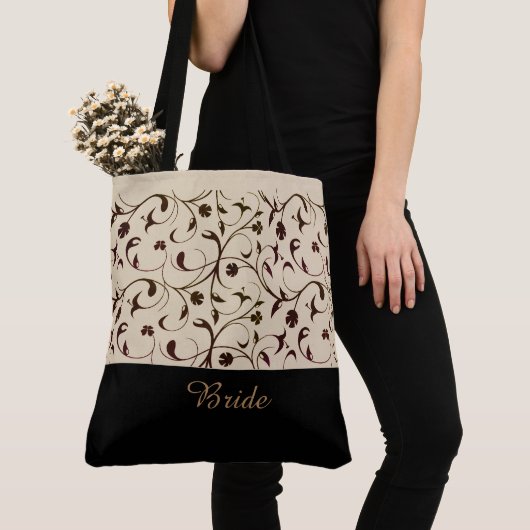 Bride Canvas tas Beige & Brown Scrolls (Dichtbij)