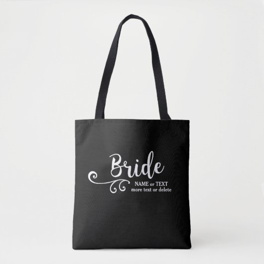 Bride Canvas tas | Digitaal zwart wit modern scrip (Voorkant)