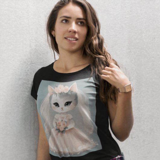 BRIDE CAT WEDDING T-SHIRT