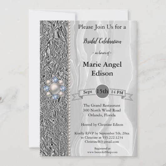 Bride Celebration Silver Foil, White Silk and Pear Kaart (Voorkant)