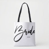 Bride Chic Black en White Calligraphy Custom Draagtas (Voorkant)