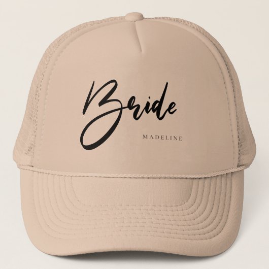 Bride Chic Black Typografie Persoonlijk Trucker Pet (Voorkant)