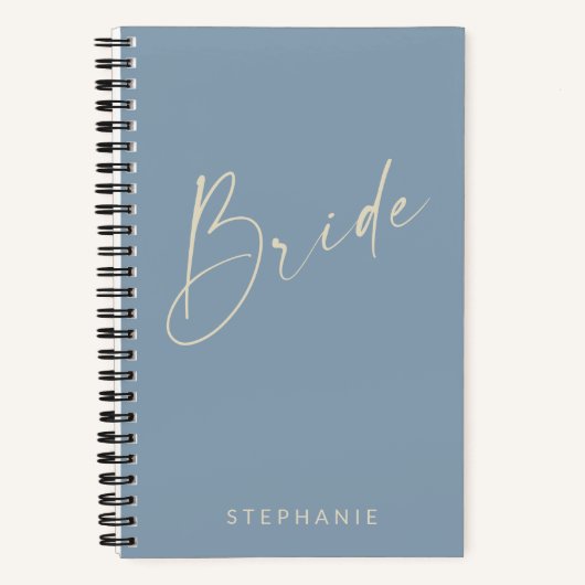 Bride Chic Minimalist Personalized Dusty Blue Notitieboek (Voorkant)