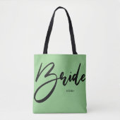 Bride Chic Mint Green Calligraphy Custom Draagtas (Voorkant)
