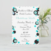 BRIDE & CO Blauwgroen Blue Polka Dot Party Shower Kaart (Staand voorkant)
