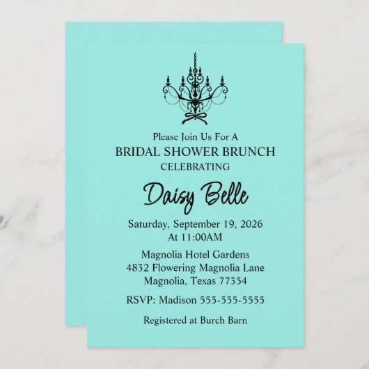 Bride & Co. Bridal Shower Turquoise Kaart (Voorkant / Achterkant)