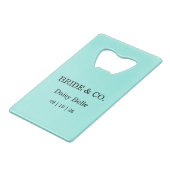 Bride & Co. Bruiloftstent Turquoise Kredietkaart Flessenopener (Achterkant Gekanteld)