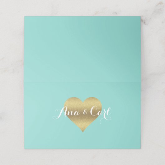 BRIDE & CO Gold Heart Blauwgroen Blauw Dank u (Buitenkant ongevouwen)