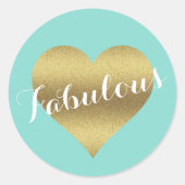 Bride & Co Gouden Hart Turquoise Blue Showerfeest Ronde Sticker (Voorkant)
