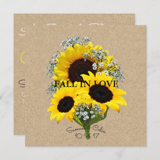 BRIDE & CO Kraft Autumn Bride Sunflower Invitation (Devant / Derrière)