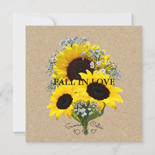 BRIDE & CO Kraft Autumn Bride Sunflower Invitation (Devant)