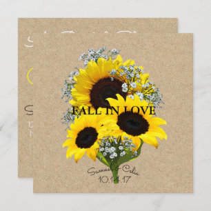BRIDE & CO Kraft Autumn Bride Sunflower Invitation Kaart