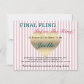 BRIDE CO Pink Final Fling Shower Tailgate Party Kaart (Achterkant)