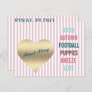 BRIDE CO Pink Final Fling Shower Tailgate Party Kaart
