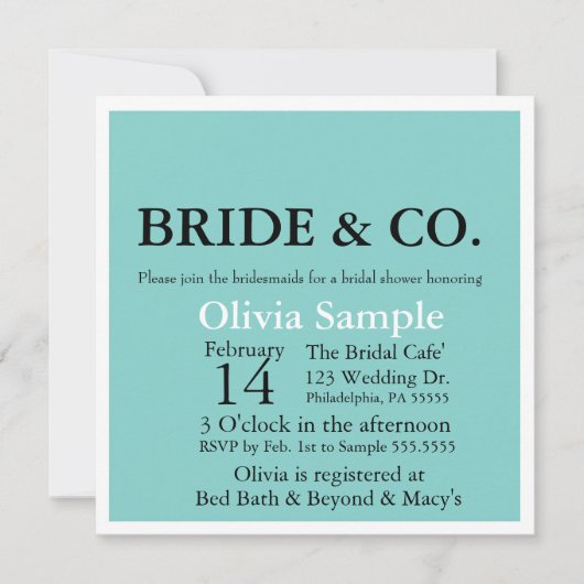 Bride & Co. Shower-uitnodiging Kaart (Voorkant)