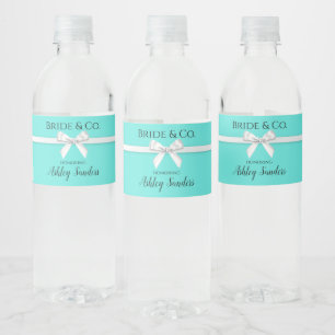 Bride & Co. Turquoise / Blauwgroen labels op fless Waterfles Etiket
