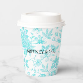 Bride & Co. Turquoise Bloemstuk Toile Persoonlijk Papieren Bekers