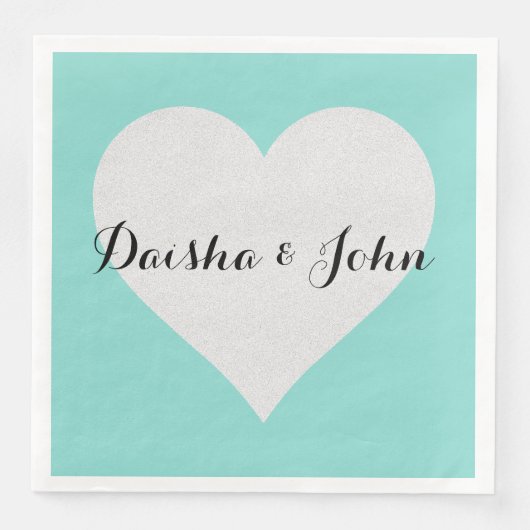 BRIDE & CO Turquoise Hart Feestelijke Shower Servet (Voorkant)