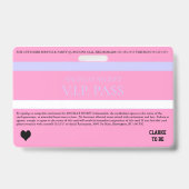 BRIDE & CO VIP Bachelorette Douche Party Entry Badge (Achterkant)