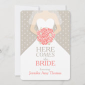 Bride coral bouquet graphique nuptiale invitation (Devant)