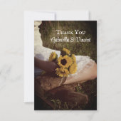 Bride Cowboy Bottes Sunflowers Flat Merci Notes (Devant)