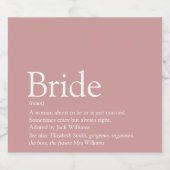 Bride Definition, Vrijgezellenfeest, bruiloft Sparkling Wijnetiket (Enkel label)
