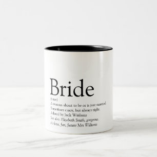 Bride Definition, Vrijgezellenfeest, bruiloft Tweekleurige Koffiemok