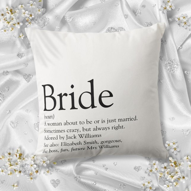 Bride Definition, Vrijgezellenfeest Modern Typogra Kussen (Bride Definition Bridal Shower Modern Typographic Throw Pillow)