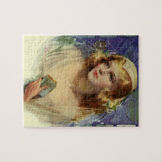 bride die een bijbel, religieuze bruiloft houdt legpuzzel (Horizontaal)