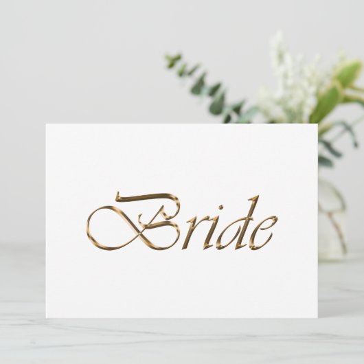 Bride Elegant Gold script Wedding table place card (Staand voorkant)