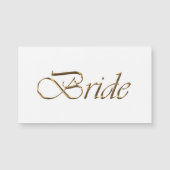 Bride Elegant script or chic carte magnétique blan (Devant)