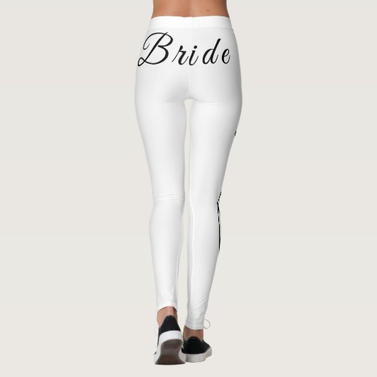 Bride Elegant Script White Black Leggings (Achterkant)
