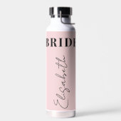 Bride elegant typemanuscript gepersonaliseerd waterfles (Links)