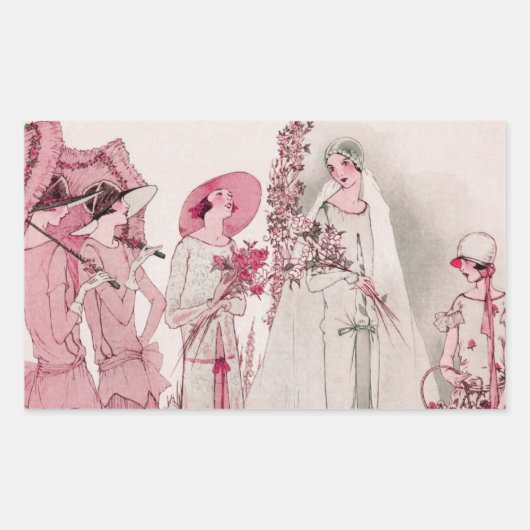 Bride en aanwezigen rechthoekige sticker (Voorkant)