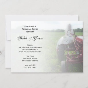 Bride en Boerderij Tractor Country Rehearsal Dinne Kaart