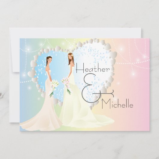 Bride en Bride Lesbian Wedding Invitation Kaart (Voorkant)