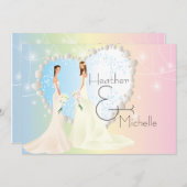 Bride en Bride Lesbian Wedding Invitation Kaart (Voorkant / Achterkant)