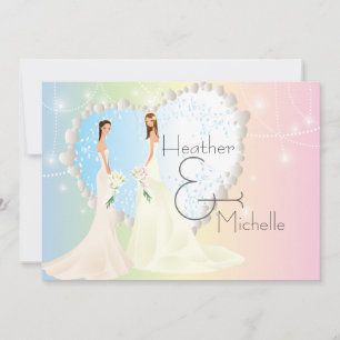 Bride en Bride Lesbian Wedding Invitation Kaart