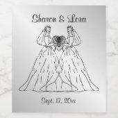 Bride en Bride Wedding Persoonlijk Zilver Wijn Etiket (Enkel label)