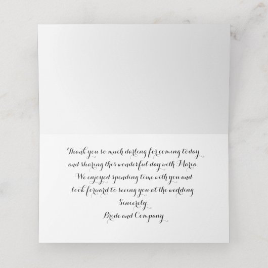 Bride en Bridesmaids Persoonlijk Dank u de Lijst v (Binnenkant ongevouwen)