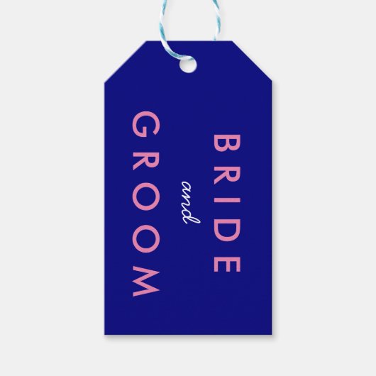 Bride en bruidebruiddag Gift Label marineroze Cadeaulabel (Voorkant)