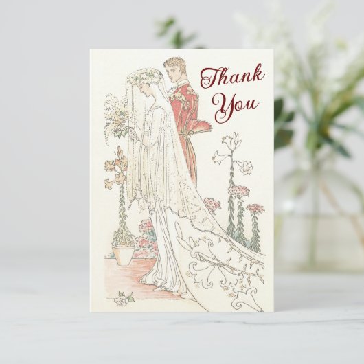  bride en bruidebruine bruiloft bedankkaart (Staand voorkant)