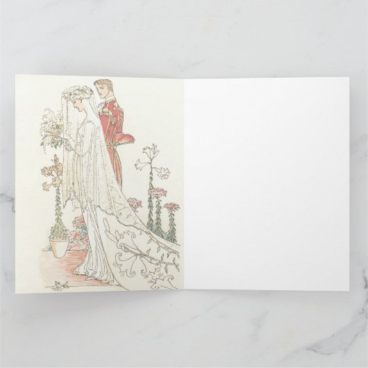  bride en bruidebruine bruiloft kaart (Binnen)