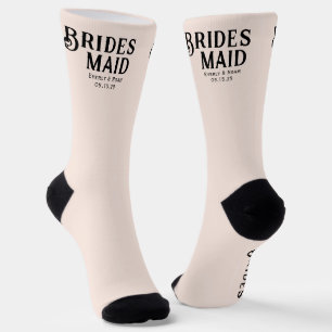 Bride en bruidegom met huwelijksdatum Bridesmaid Sokken