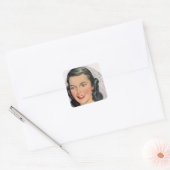  bride en bruom vierkante sticker (Envelop)