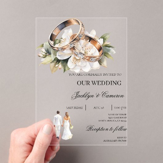 Bride en groom acryl uitnodigingen (Insitu (Draagbaar))