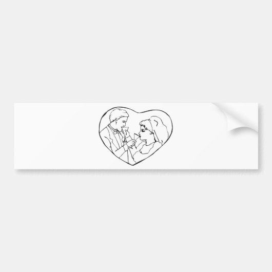 Bride en Groom binnenin hart Bumpersticker (Voorkant)