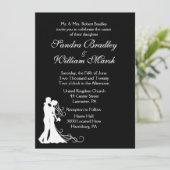 Bride en Groom Black White Wedding Kaart (Staand voorkant)