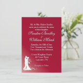 Bride en Groom Burgundy Wedding Invitation Kaart (Staand voorkant)